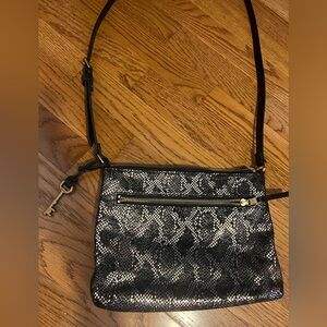 Fossil metallic snakeskin crossbody